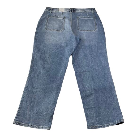 Time and Tru Womens Size 14 Utility Slim High Rise Denim Blue Jeans Medium Wash - Picture 7 of 13